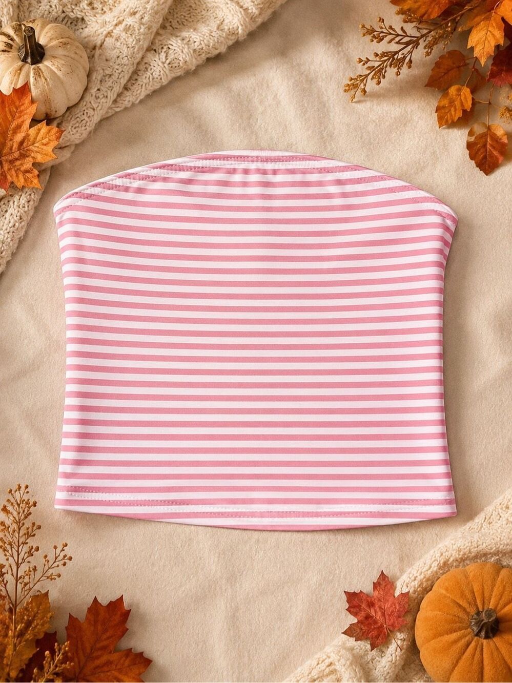 SHEIN Pink White Striped Strapless Tube Top Size 6 Y2K Coastal Summer Crop Top